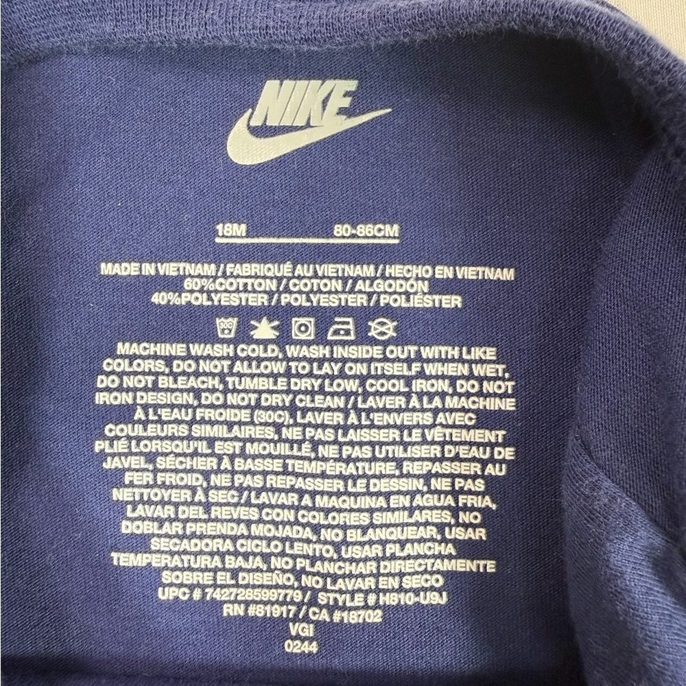 NIKE Baby Boys’ Navy Blue Basketball Graphic Short Sleeve‎ One Piece Size 18M - Picture 5 of 5